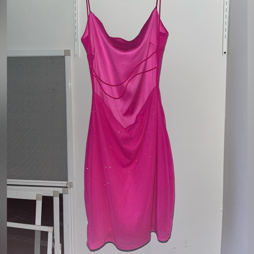 Sparkly Pink Spaghetti Strap Mini Dress✨✨🪩🪩
